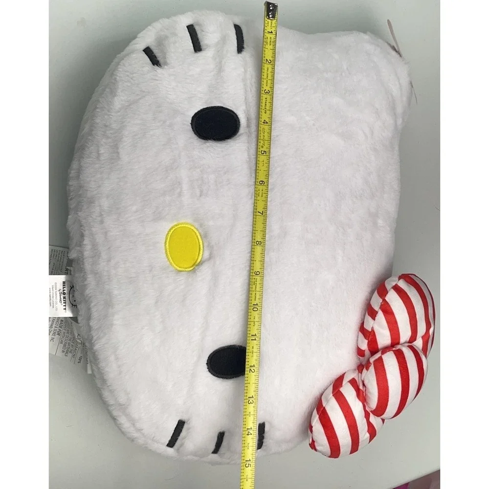 Hello‎ Kitty Pillow Sherpa White Soft Red & White Bow Cat Large New